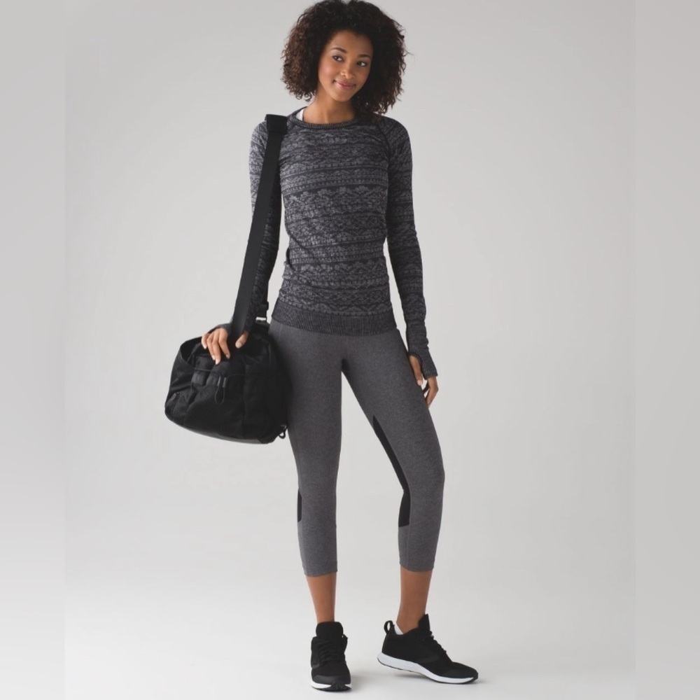Lululemon Pace Rival Crop 19" Mid Rise Leggings Heathered Black Slate Sz 6 - Picture 2 of 12